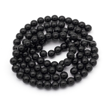 Жемчуг Бусины Стекло 7.5-8мм , Глянцевые, Круглые, Цвет: Черный, Диаметр: 7.5-8мм , Отверстие 1мм, около 100шт/75см/нить, (УТ100026933)