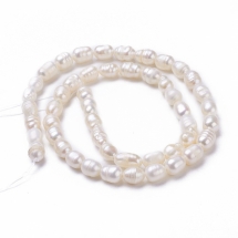 Жемчуг Натуральный Пресноводный Овальный, Перламутровый, 6-7х5мм, Отверстие 0.5мм, около 45шт/30см/нить, (УТ100027153)