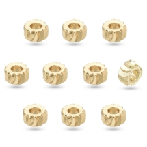 Намистини, Латунь, Стійке Покриття, Рондель, Покриття Золото 18К, 4х2мм, Отвір 1.6мм, (УТ100027323)