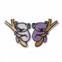 Нашивка на Одяг, Вишита нашивка, Термонаклейка, Аплікація, Коала, Колір: Фіолетовий, Розмір: 52.5х47х1.8мм, (УТ100027348)