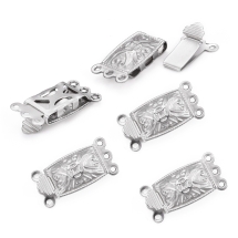 Застежка Коробочка, Нержавеющая Сталь, Прямоугольная, на 3 нити, Размер: 21х10х4.5мм, Отв. 1мм, (УТ100027362)