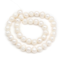 Перли Натуральний Прісноводний Намистини Круглий Клас А, Білий, 8-9мм, Отвір 0.5мм, близько 40шт/32см/нитка, (УТ100027385)