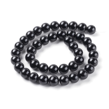 Жемчуг Бусины Стеклянные Глянецевые Круглые Окрашены Экокраской, Черные, 10мм, Отверстие 0.7-1мм, около 40шт/38см/нить, (УТ100027599)