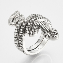 Кольцо Змея, Бижутерный Сплав, Цвет: Античное Серебро, Размер 18мм, (УТ100027709)
