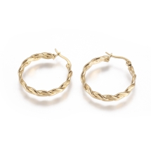 Серьги-кольца, Нержавеющая Сталь, Гипоаллергенные, Цвет: Золото, Размер: 31х28.5х4.5мм, Штифт: 0.6мм, (УТ100027712)