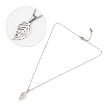 Ожерелье с Кулоном, Нержавеющая Сталь, Лист, Размер: Цепь 45см, Ширина 1.5мм, Кулон: 22.5х12x1мм, (УТ100027725)