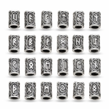 Набір Намистини Вінтажні Скандинавські Руни Вікінгів, Античне Срібло, 13-13.5х10мм, Отвір 6мм, 24шт/упак, (УТ100027732)