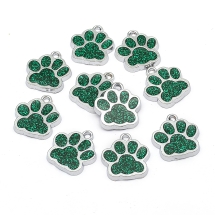 Подвески Отпечаток Лапы, Сплав, Эмаль, Цвет: Темно-зеленый, Размер: 17.7х16.6х2мм, Отверстие: 2мм, (УТ100027874)