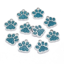 Подвески Отпечаток Лапы, Сплав, Эмаль, Цвет: Голубой, Размер: 17.7х16.6х2мм, Отверстие: 2мм, (УТ100027875)