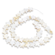 Бусины Натуральный Речной Перламутр Звезда, Белый, 9.5x10x3мм, Отверстие 1мм, около 40шт/34см/нить, (УТ100027777)