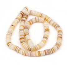 Бусины из Речных Ракушек, Диск, Цвет: Пшеничный, Размер: 5-6х1.5-3мм, Отверстие 0.8мм, около 200шт/28см/нить (УТ100027800)