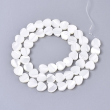 Бусины из Морских Ракушек Натуральный Перламутр Сердце, Белый, 8х8х2.5мм, Отверстие 0.7мм, около 48шт/38см/нить, (УТ100027811)