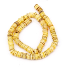 Бусины из Речных Ракушек, Плоские Круглые, Цвет: Золотистый, Размер: 8-8.5x1-3мм, Отверстие 1мм, около 182шт/39см/нить, (УТ100027817)