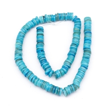 Бусины из Речных Ракушек, Плоские Круглые, Цвет: Темно-бирюзовый, Размер: 8-8.5x1-3мм, Отверстие 1мм, около 182шт/39см/нить (УТ100027818)