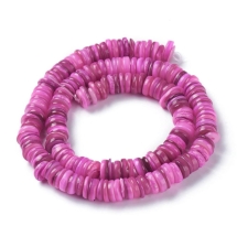 Бусины из Речных Ракушек, Плоские Круглые, Цвет: Орхидея, Размер: 8-8.5x1-3мм, Отверстие 1мм, около 182шт/39см/нить, (УТ100027819)