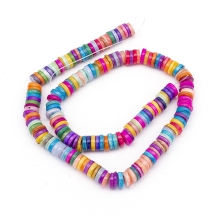 Бусины из Речных Ракушек, Плоские Круглые, Цвет: Микс, Размер: 8-8.5x1-3мм, Отверстие 1мм, около 182шт/39см/нить, (УТ100027821)