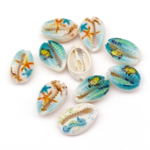 Морские Ракушки Каури с Принтом, без Отверстия, Микс, 18-22x13-14x6-8мм, (УТ100027822)