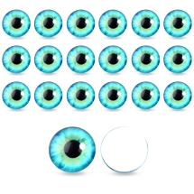 Кабошоны Глазки Стеклянные Круглые, Морской Зеленый Лайт, 12х4мм, (УТ100027908)