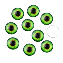 Кабошоны Глаз Стеклянные, Круглые, Цвет: Зеленый газон, Размер: Диаметр 16мм, Толщина 5мм, (УТ100027916)