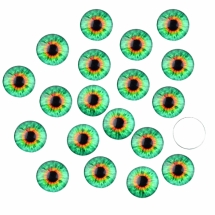 Кабошоны Глаз Стеклянные, Круглые, Цвет: Светло-зеленый, Размер: Диаметр 12мм, Толщина 4мм, (УТ100027918)