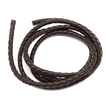 Шнур Натуральная Кожа, Плетеный, Полый, Цвет: Коричневый, Размер: 4мм, (УТ100027928)