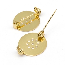 Основа під Брош Латунь Кругла Клас ААА, Позолота 18К, 18х3мм, Отвір 1мм, Пін 1мм, (УТ100027994)