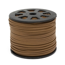 Шнур Замшевый, Имитация Кожи, Цвет: Коричневый, Размер: 3х1мм, около 90м/катушка, (УТ100028070)