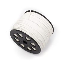 Шнур Замшевый, Имитация Кожи, Цвет: Белый, Размер: 3х1мм, около 90м/катушка, (УТ100028078)