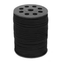 Шнур Замшевий Плоский, Чорний, 4х1.4мм, близько 90м/котушка, (УТ100028096)