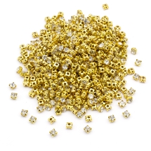 Пришивные Стеклянные Стразы, Круглые, Цапы Латунь, Цвет: Кристалл, Размер: 5.8-6х5мм, Отв-тие 1.5-2мм, (УТ100028126)