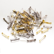 Основа под Брошь Железная Булавка с 2-мя Отверстиями, Микс, 30x5x6мм, Отверстие 1.5мм, Пин 0.5мм, (УТ100028199)