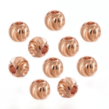 Намистини Латунь Круглі, Рифлені, Стійке Покриття, Рожеве Золото, 3х2мм, Отвір 1.6мм, (УТ100028232)