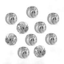 Намистини Латунь Круглі, Рифлені, Стійке Покриття, Платина, 6х5мм, Отвір 2мм, (УТ100028235)