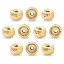 Бусины Латунь Стойкое Покрытие Круглые, Плоские, Покрытие Золото 18К, 6х4мм, Отверстие 1.2мм, (УТ100028259)