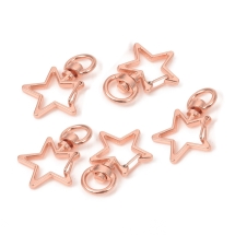Застежка Поворотный Карабин-Лобстер, Сплав, Звезда, Цвет: Розовое Золото, Размер: 34х24х6мм, Отверстие 5х9мм, (УТ100028283)