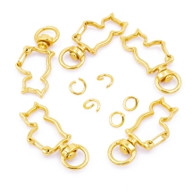 Застежка Поворотный Карабин-Лобстер, Сплав, Кошка, Цвет: Золото, Размер: 44х18х6мм, Отверстие 8х1.2мм, (УТ100028289)