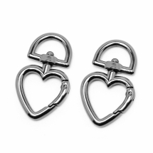 Застібка Поворотний Карабін, Біжутерний Сплав, Серце, Колір: Збройна сталь, Розмір: 44.5x26.5x5.5мм, Отвір 14х6.5мм, (УТ100028291)