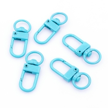 Застібка Поворотний Карабін з Металу, Колір: Голубий, Розмір: 33.5х13.5х5.5мм, Отвір 9мм, (УТ100028299)