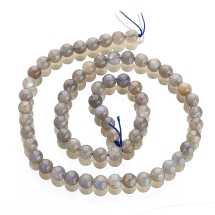 Намистини Натуральний Лабрадорит, Клас А, На нитках, Круглі, Колір: Сірий, Розмір: 6мм, Отвір 0.8мм, близько 61шт / 38см / нитка, (УТ100028323)