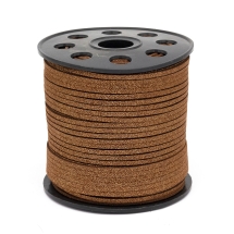 Шнур Замшевый, с Глиттером, Цвет: Сиена, Размер:  2.7х1.4мм, около 90м/катушка, (УТ100028086)