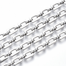 Ланцюг Латунний, Прямокутний, Непаяний, Колір: Платина, Розмір: 6.5х4.6х1мм та 5.8х2.5х1.2мм, (УТ100028418)