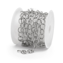 Цепь Латунная, Непаяная, Текстурная. Стойкое Покрытие Платиной, Размер: 9.5x7x1.5мм, (УТ100028425)