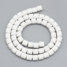 Намистини з Полімерної Глини, Ручна Робота, Колонка, Колір: Білий, Розмір: 6.5х6мм, Отвір 1.2мм, Близько 58шт/38см/нитка, (УТ100028535)