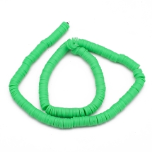 Намистини з Полімерної Глини, Хейші, Ручна Робота, Круглі Плоскі, Колір: Зелений, Розмір: 8х0.5-1мм, Отвір 2мм, Близько 370шт/43см/нитка, (УТ100028542)