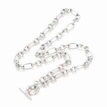 Комплект из Нержавеющей Стали, Цепь с Кулоном и Серьги-гвоздики, Буква "C", 45-46см, Кулон: 16~20.5x6.5~19.5x1.5мм, Серьги: 7.5х12мм, (УТ100022074)