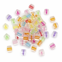 Бусины Акрил, Прозрачные, Кубик, Микс, 7х7х7мм, Отверстие 2мм, около 65шт/25г, (УТ100028611)