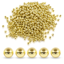 Бусины Пластиковые ABS Круглые, Золотое Покрытие, 4мм, Отверстие 1.4мм, около 750шт/25г, (УТ100028623)