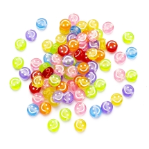 Бусины Акрил Прозрачные, Круглые Плоские, Смайл, Микс, 10х5мм, Отверстие 2мм, около 70шт/25г, (УТ100028626)