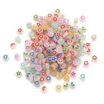 Бусины Акриловые Флуоресцентные, Светящиеся, Плоские Круглые, Микс, 7x3.5мм, Отверстие 1.5мм, около 180шт/25г, (УТ100028629)