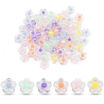 Бусины Акриловые Матовые Прозрачные Цветок, Микс, 12х12.5х6мм, Отверстие 2мм, около 50шт/25г, (УТ100028633)